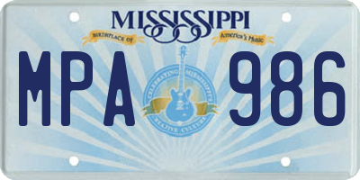 MS license plate MPA986