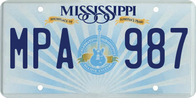 MS license plate MPA987