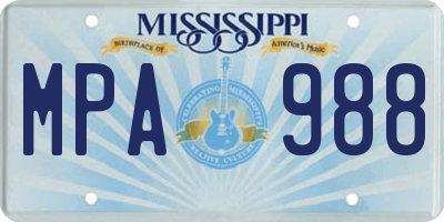 MS license plate MPA988