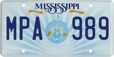 MS license plate MPA989