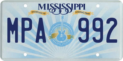 MS license plate MPA992
