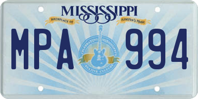 MS license plate MPA994