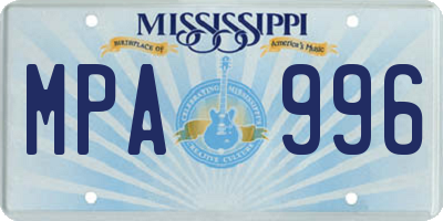 MS license plate MPA996