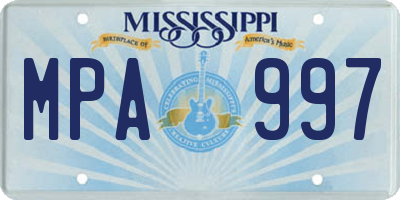 MS license plate MPA997