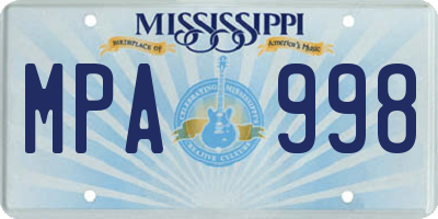MS license plate MPA998