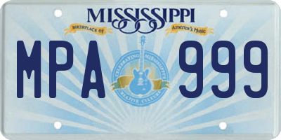 MS license plate MPA999