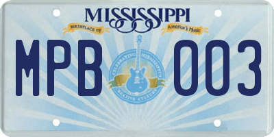 MS license plate MPB003