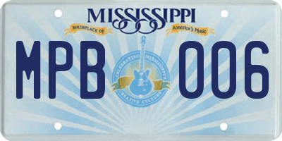 MS license plate MPB006