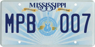 MS license plate MPB007