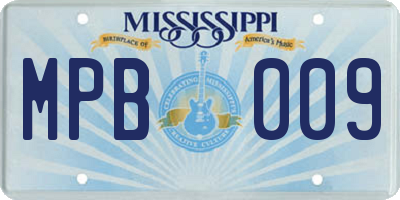 MS license plate MPB009