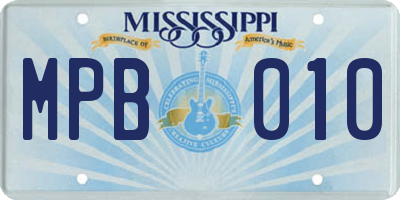 MS license plate MPB010