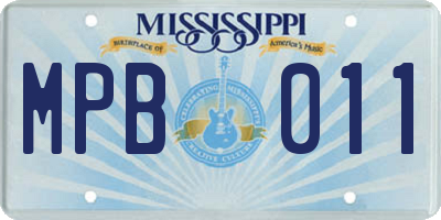 MS license plate MPB011