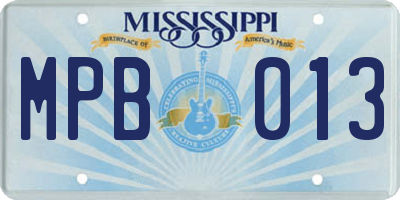 MS license plate MPB013