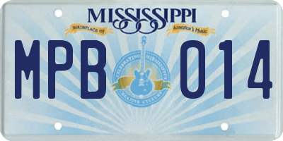 MS license plate MPB014