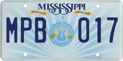 MS license plate MPB017