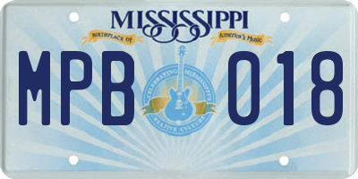 MS license plate MPB018