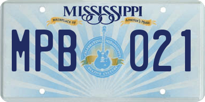 MS license plate MPB021