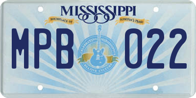 MS license plate MPB022
