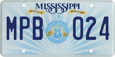 MS license plate MPB024