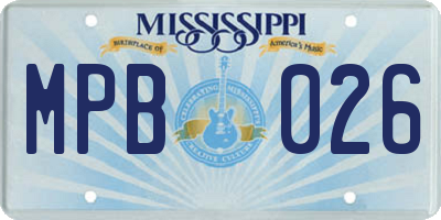 MS license plate MPB026