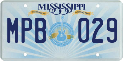 MS license plate MPB029
