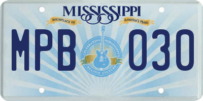 MS license plate MPB030