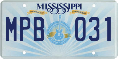 MS license plate MPB031