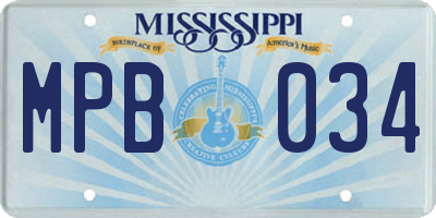 MS license plate MPB034