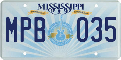 MS license plate MPB035