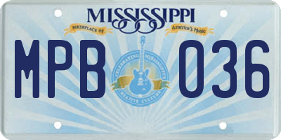 MS license plate MPB036
