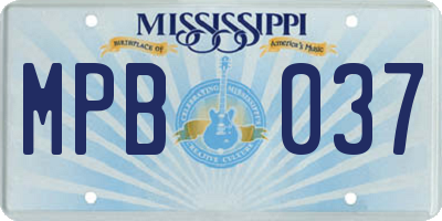 MS license plate MPB037