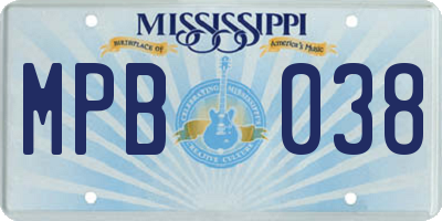MS license plate MPB038