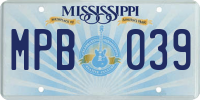 MS license plate MPB039