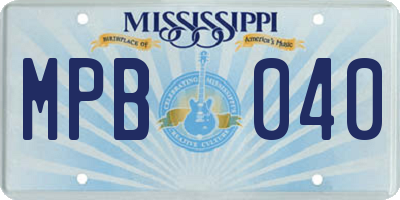MS license plate MPB040