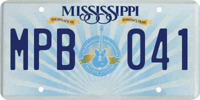 MS license plate MPB041