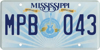 MS license plate MPB043