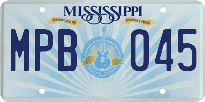 MS license plate MPB045