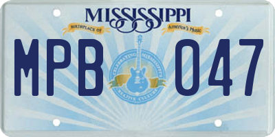 MS license plate MPB047
