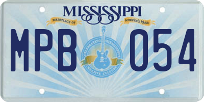 MS license plate MPB054
