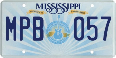 MS license plate MPB057