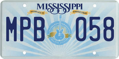 MS license plate MPB058