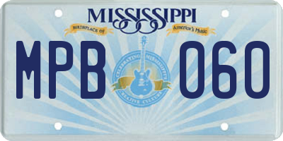 MS license plate MPB060