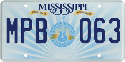 MS license plate MPB063