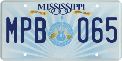 MS license plate MPB065