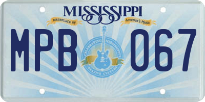 MS license plate MPB067