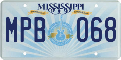 MS license plate MPB068