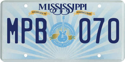 MS license plate MPB070