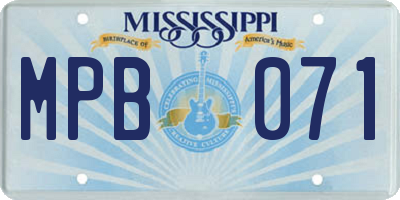 MS license plate MPB071