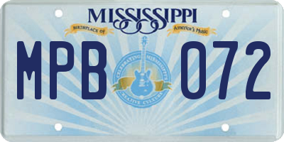 MS license plate MPB072