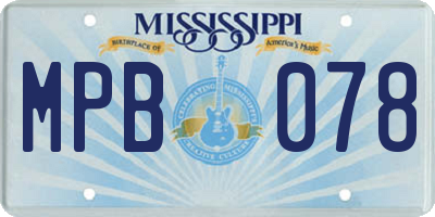 MS license plate MPB078